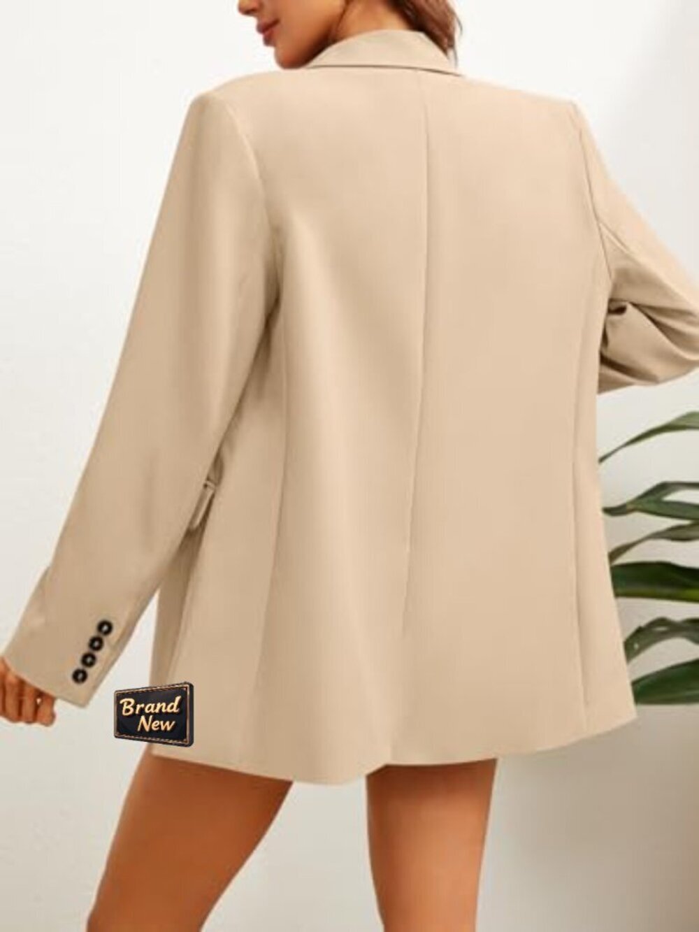 Women's Oversized Long Sleeve Lapel Blazer Suit Jacket - Picture 3 of 7